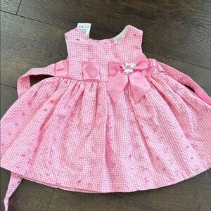 Pink Gingham Baby Dress with Bow